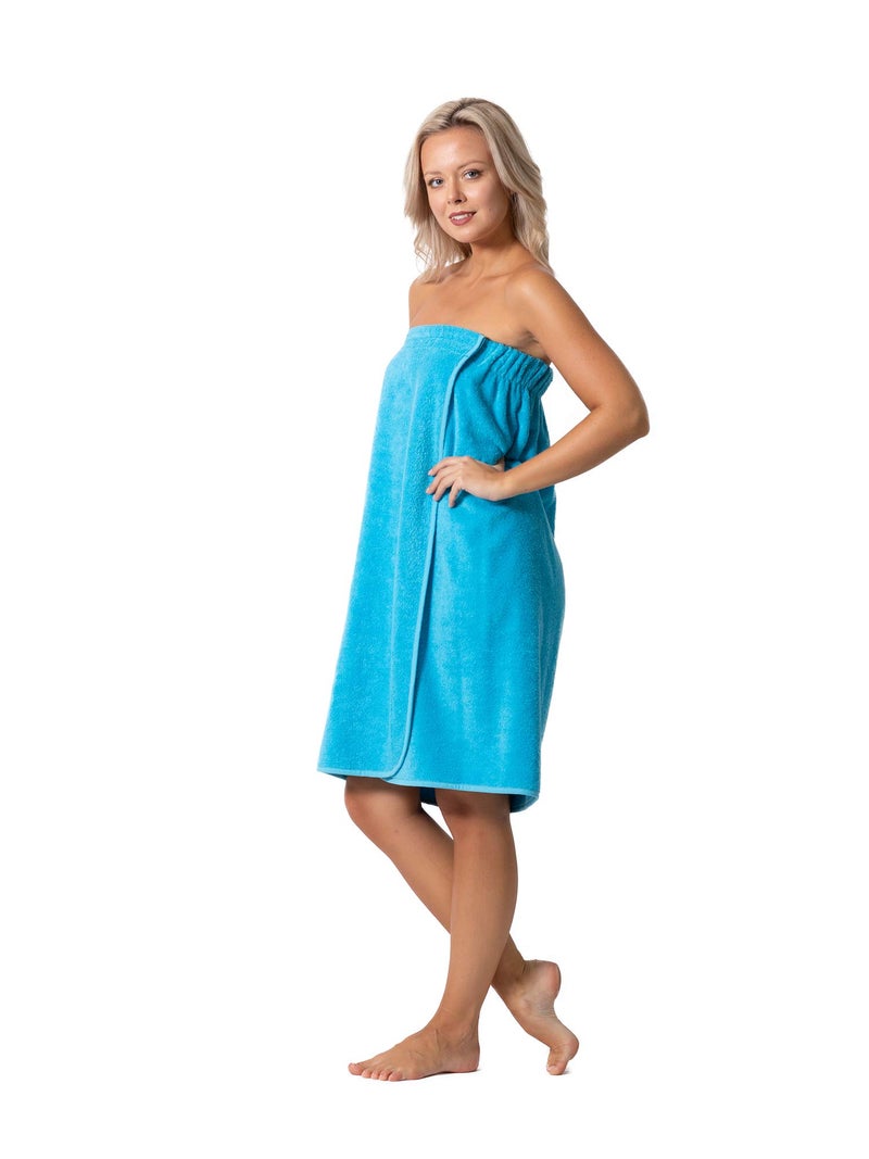 Robe Direct Womenâ€™s Terry Cloth Spa and Bath Towel Wrap with Adjustable Closure & Elastic Top (Turquoise, Large/One Size) - Image 3